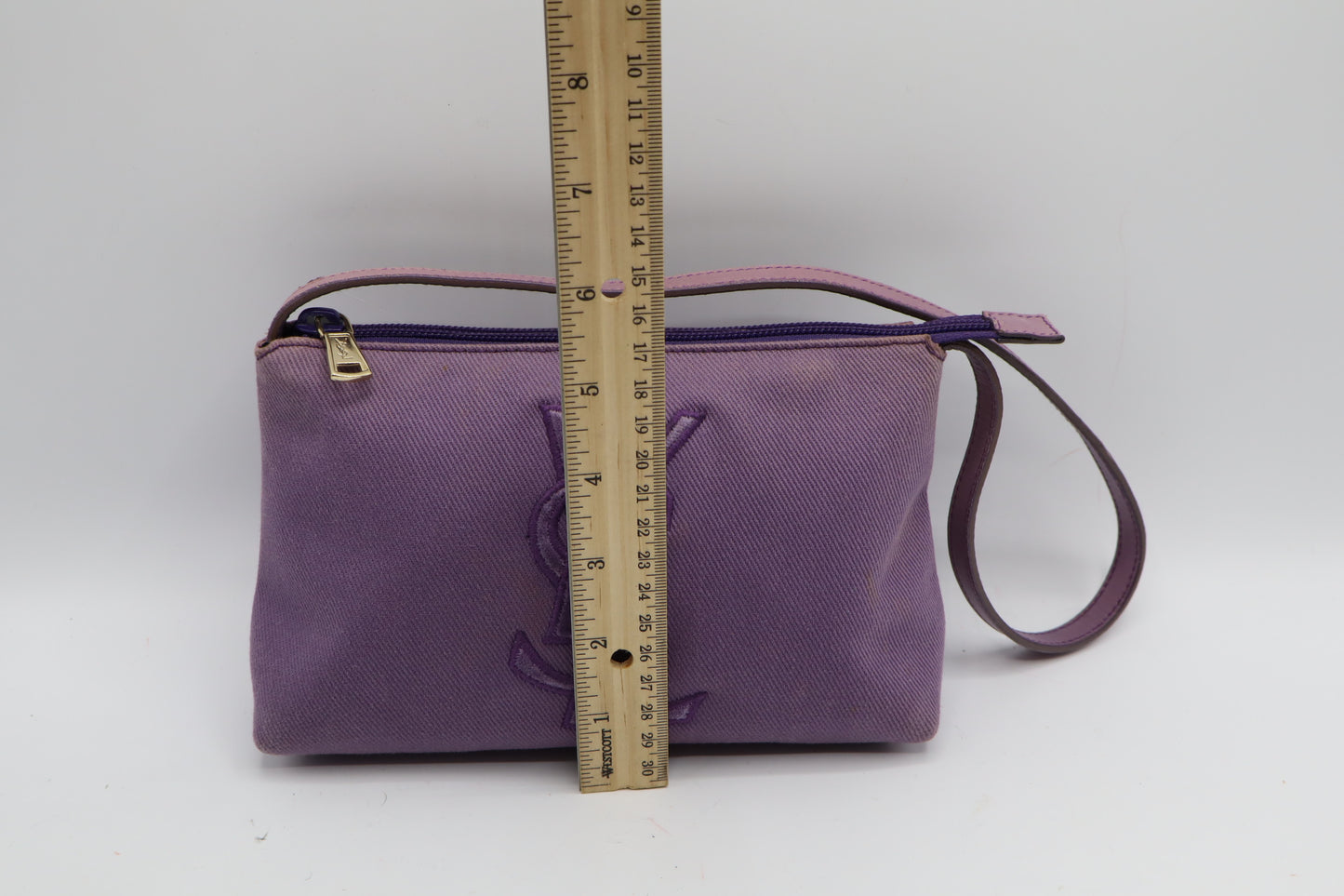 Yves Saint Laurent Purple Canvas Velvet Logo Shoulder Bag