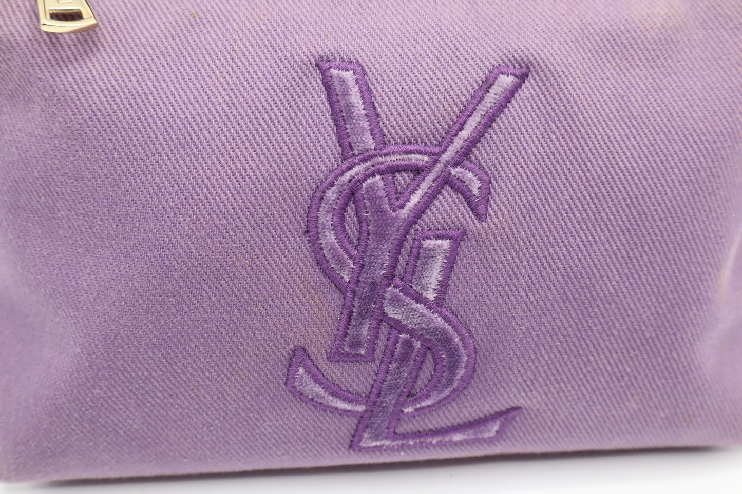Yves Saint Laurent Purple Canvas Velvet Logo Shoulder Bag