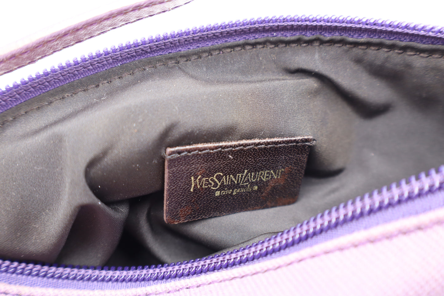 Yves Saint Laurent Purple Canvas Velvet Logo Shoulder Bag