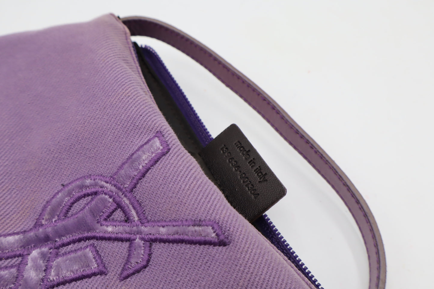 Yves Saint Laurent Purple Canvas Velvet Logo Shoulder Bag