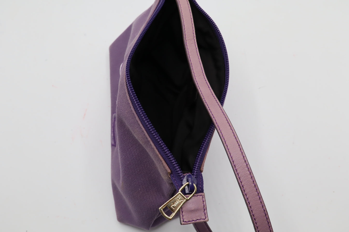 Yves Saint Laurent Purple Canvas Velvet Logo Shoulder Bag
