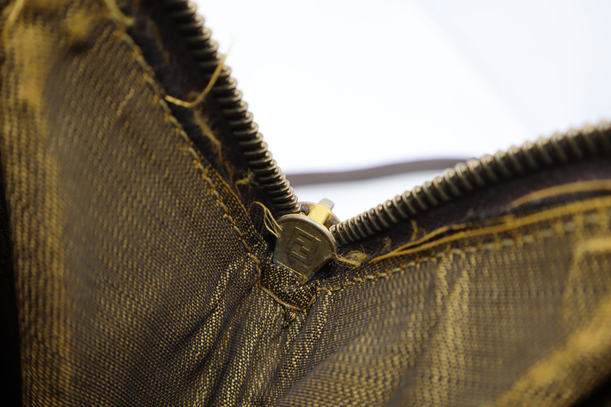 Fendi Brown Zucca Canvas Leather Tote Bag