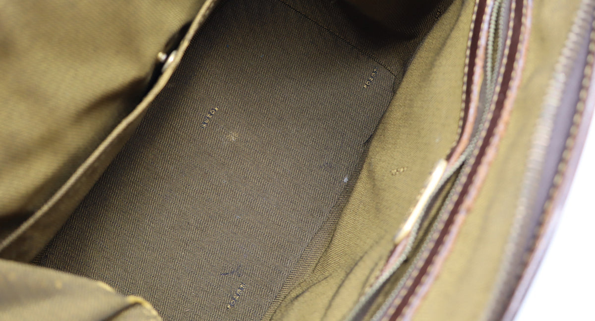 Fendi Brown Zucca Canvas Leather Tote Bag