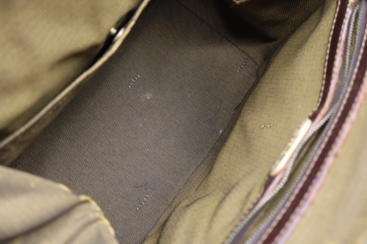 Fendi Brown Zucca Canvas Leather Tote Bag