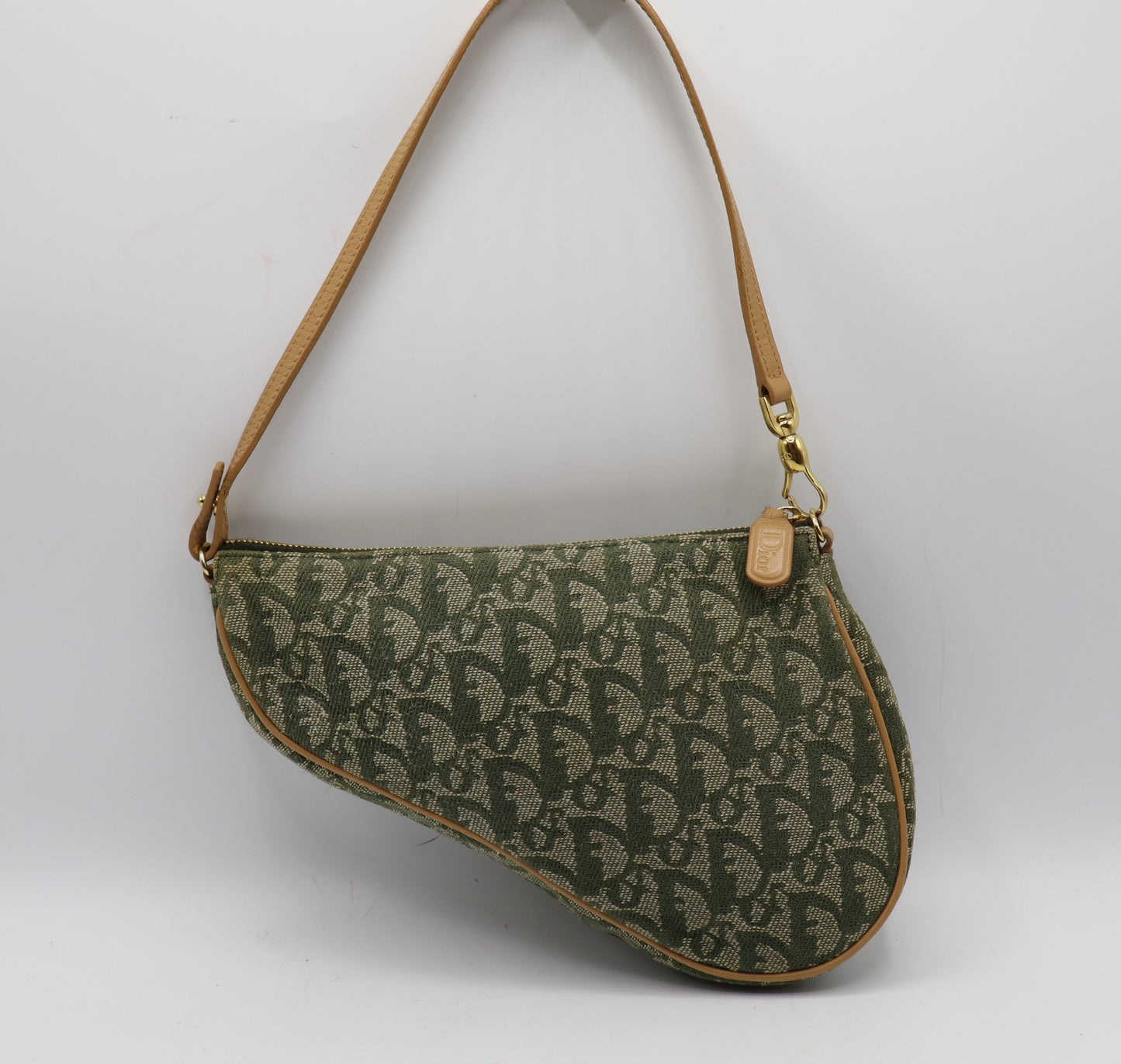 Christian Dior Khaki Oblique Canvas Saddle Shoulder Bag