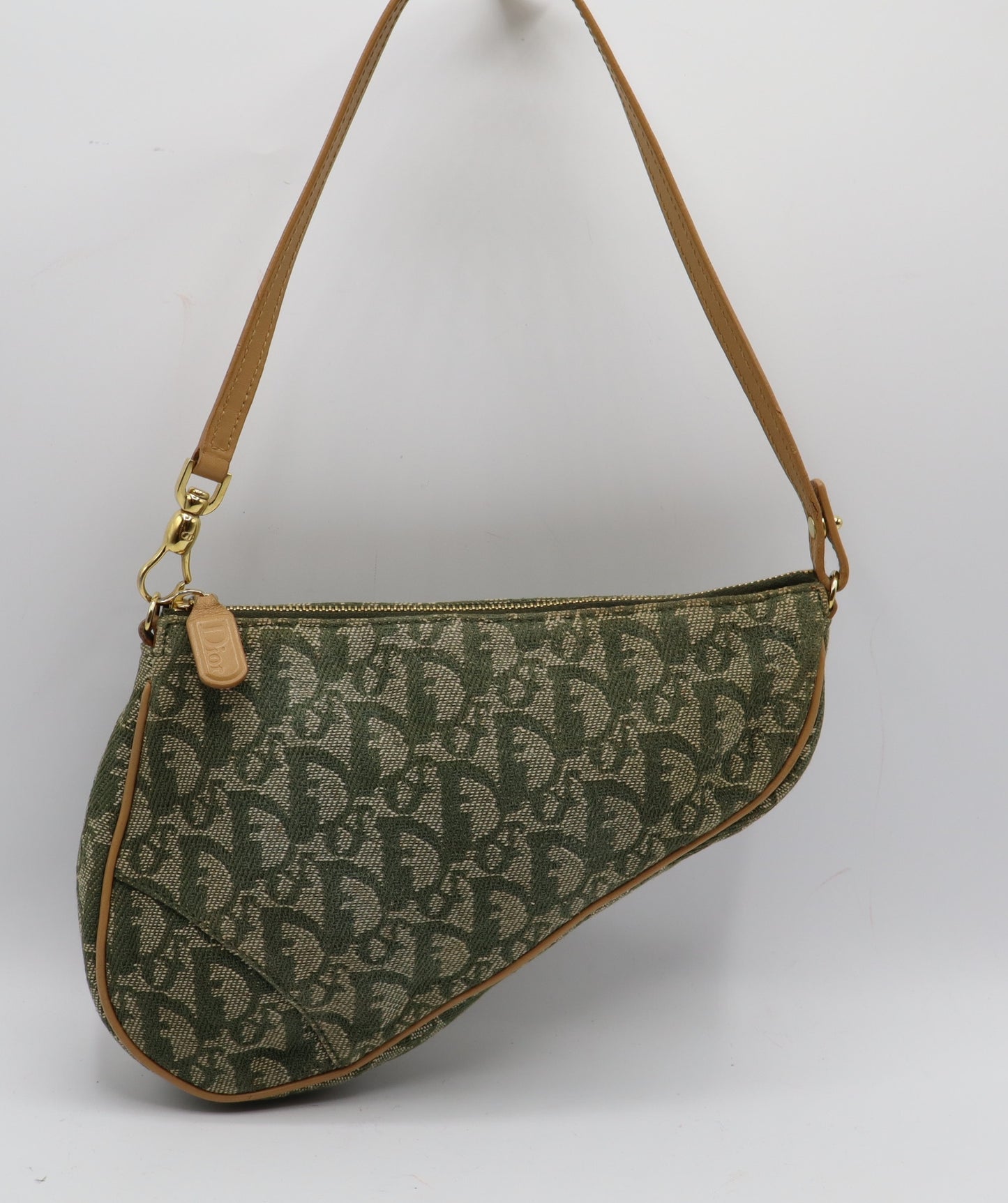 Christian Dior Khaki Oblique Canvas Saddle Shoulder Bag