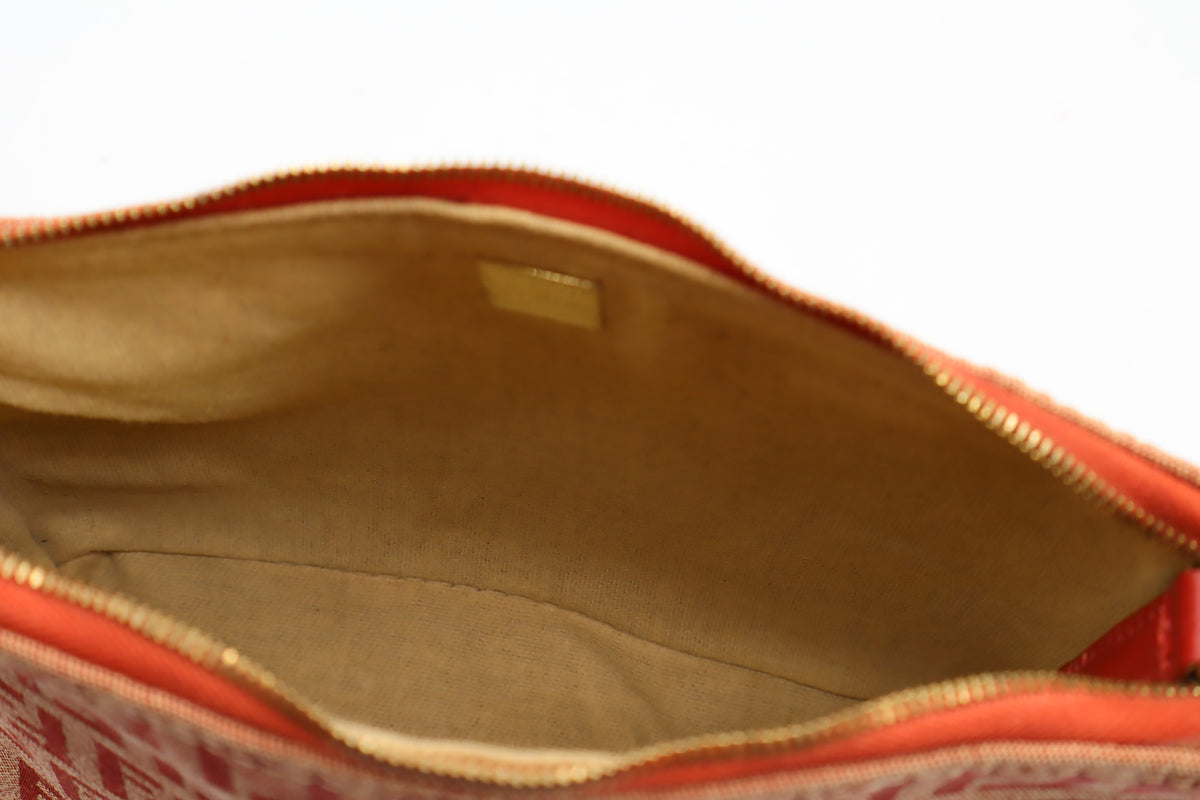 Fendi Red Tan Zucca Canvas Leather Mini Shoulder Bag