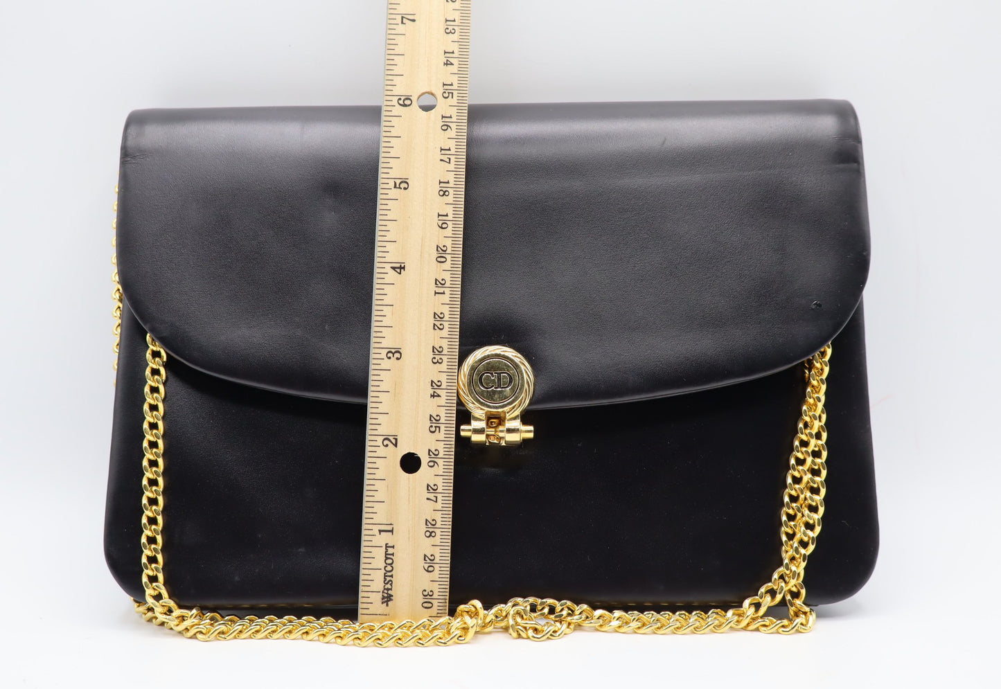 Christian Dior Black Leather Flap Chain Crossbody Shoulder Bag