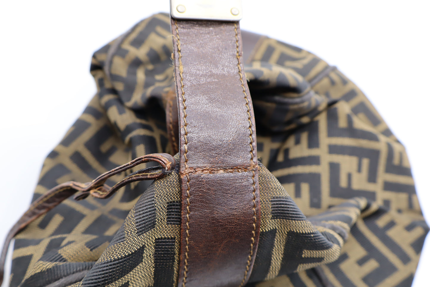 Fendi Brown Zucca Canvas Leather Lock Handbag