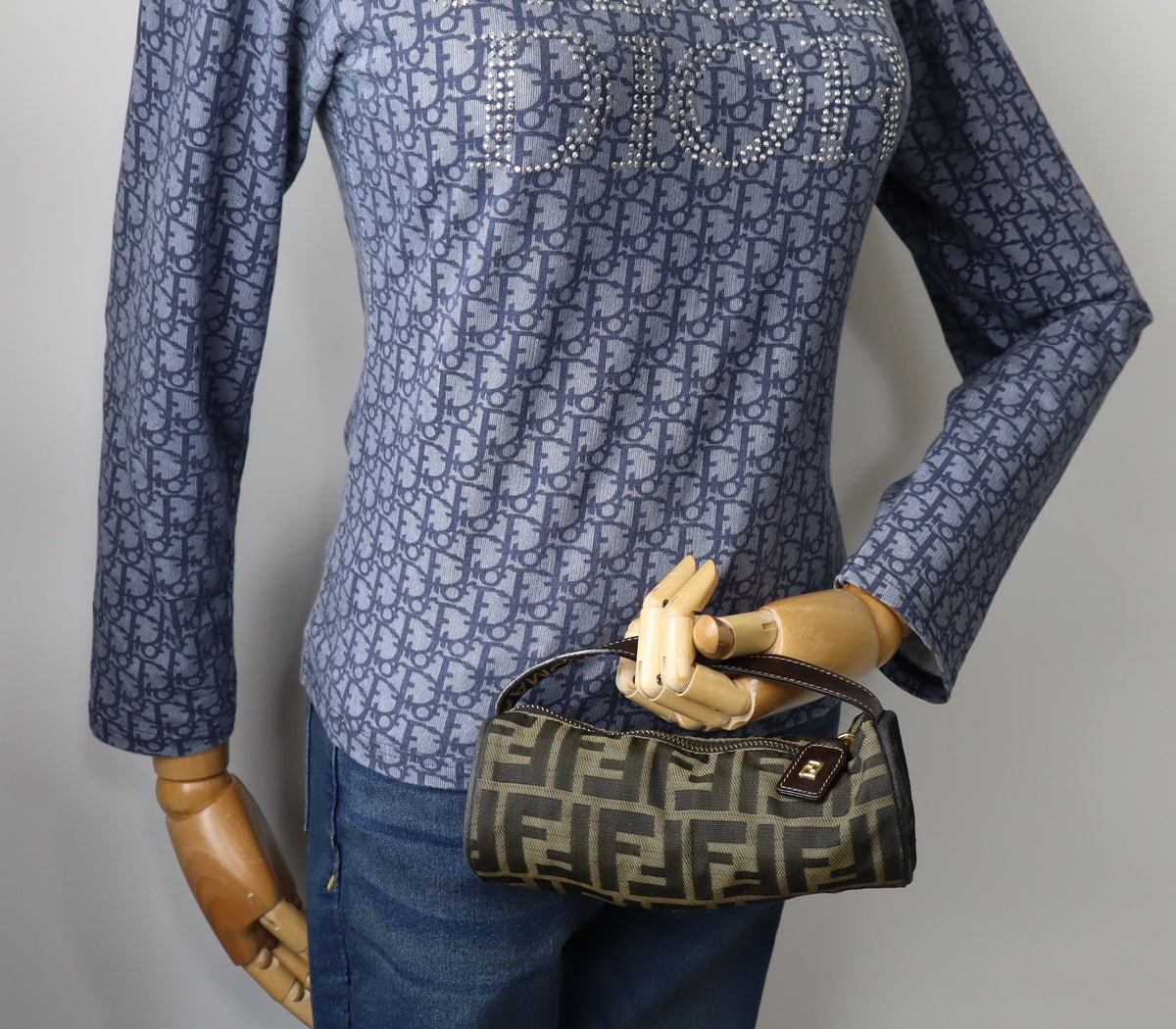 Fendi Brown Zucca Canvas Cylinder Mini Handbag