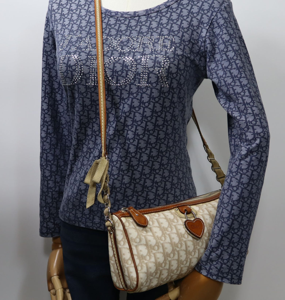 Christian Dior Beige Trotter Romantique Canvas Crossbody Shoulder Bag