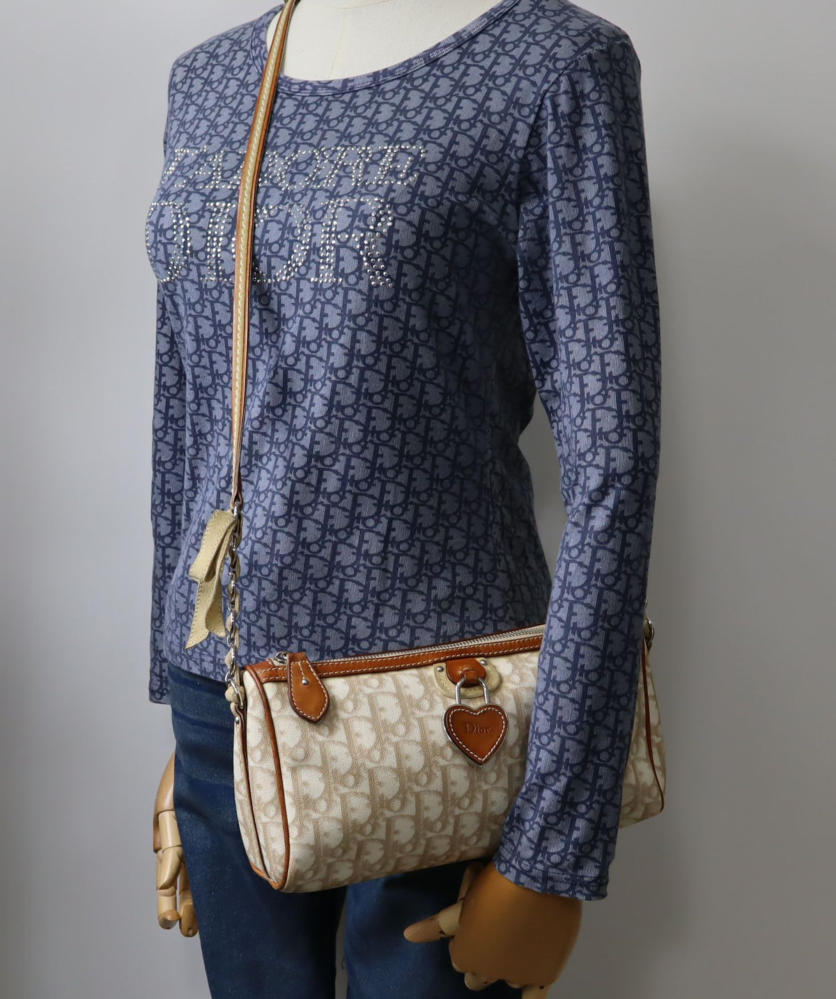 Christian Dior Beige Trotter Romantique Canvas Crossbody Shoulder Bag