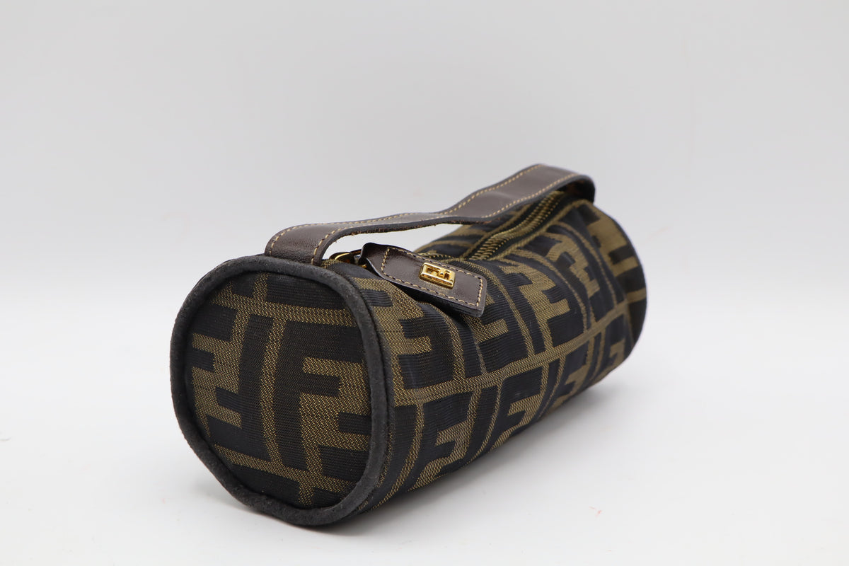 Fendi Brown Zucca Canvas Cylinder Mini Handbag