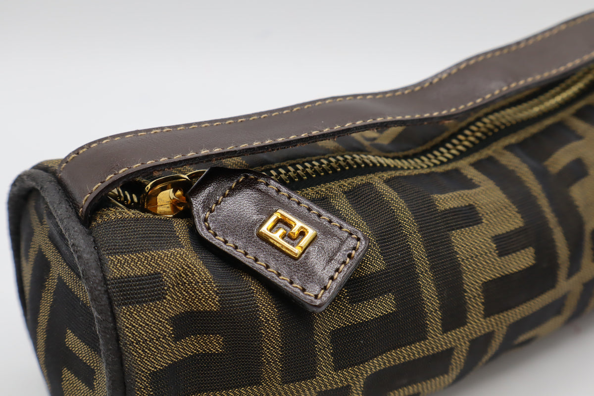 Fendi Brown Zucca Canvas Cylinder Mini Handbag