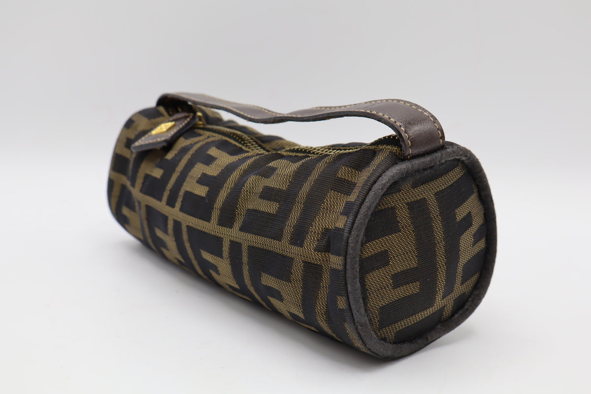 Fendi Brown Zucca Canvas Cylinder Mini Handbag