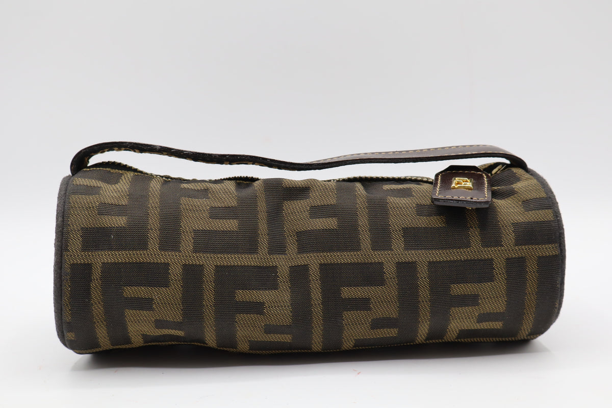 Fendi Brown Zucca Canvas Cylinder Mini Handbag