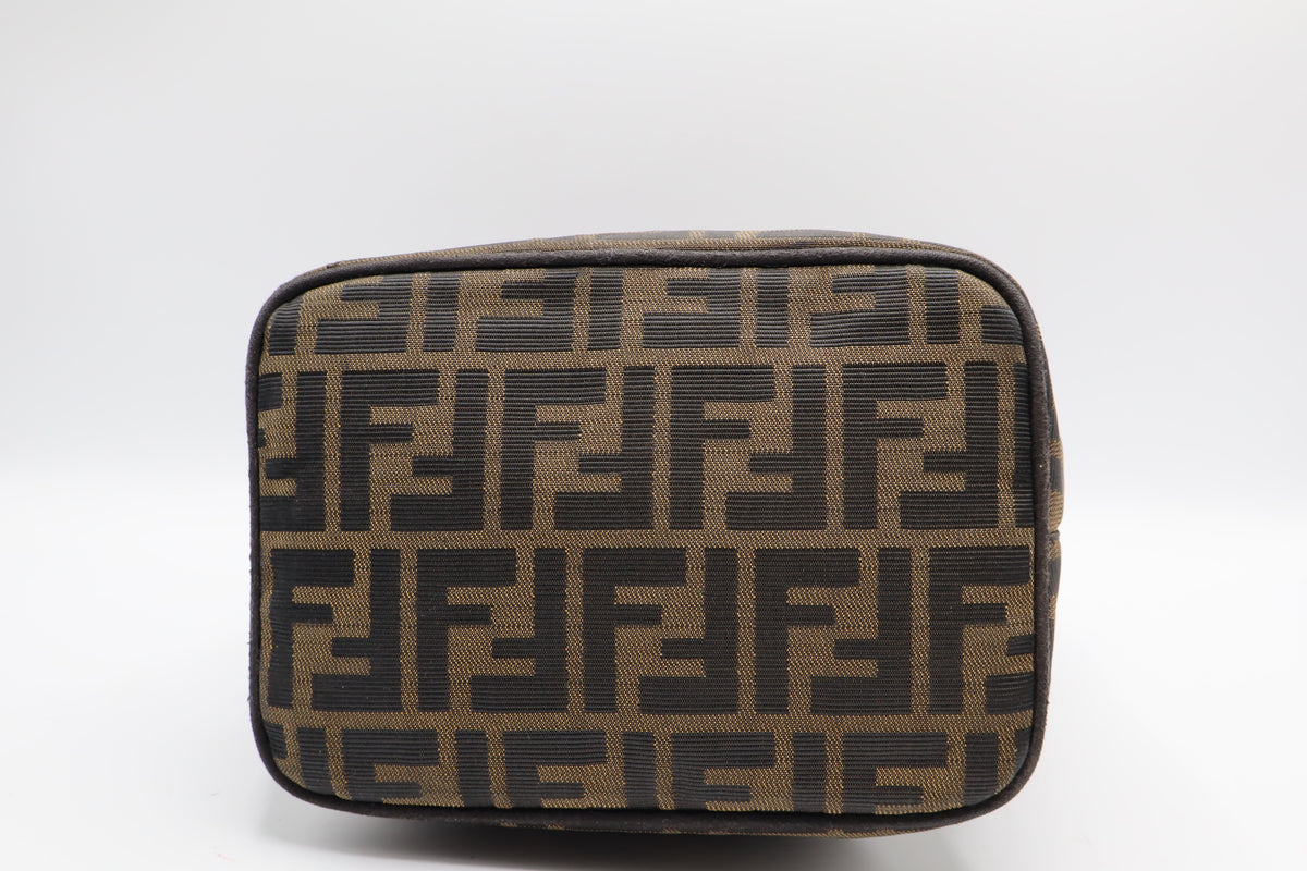 Fendi Brown Zucca Canvas Leather Flap Baguette Shoulder Bag
