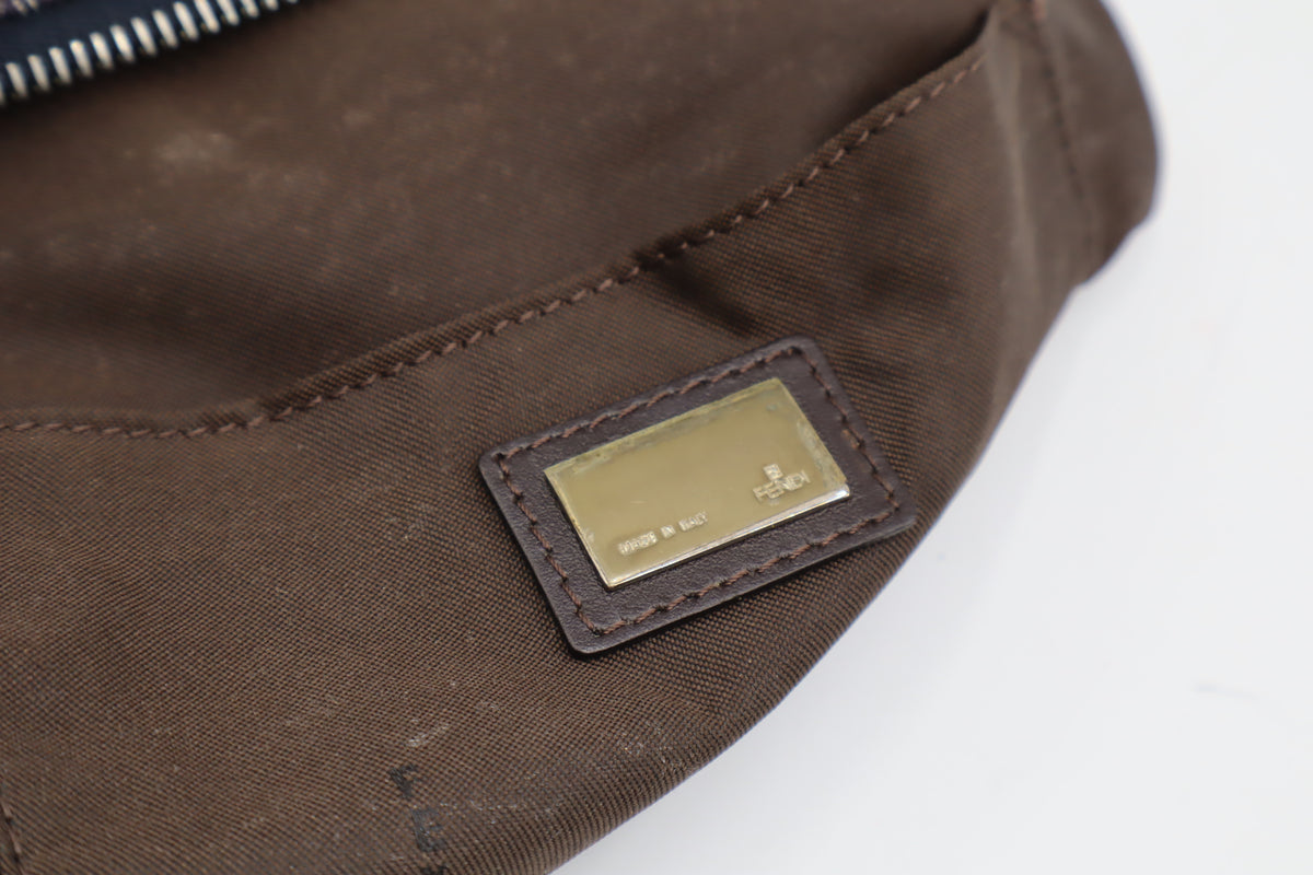 Fendi Blue Zucca Denim Canvas Leather Shoulder Bag