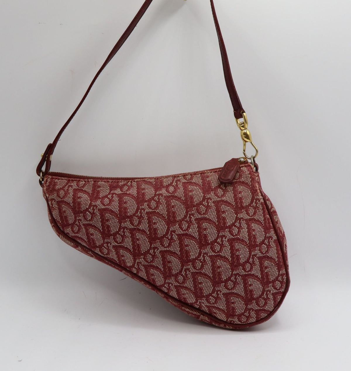 Christian Dior Burgundy Oblique Canvas Saddle Shoulder Bag