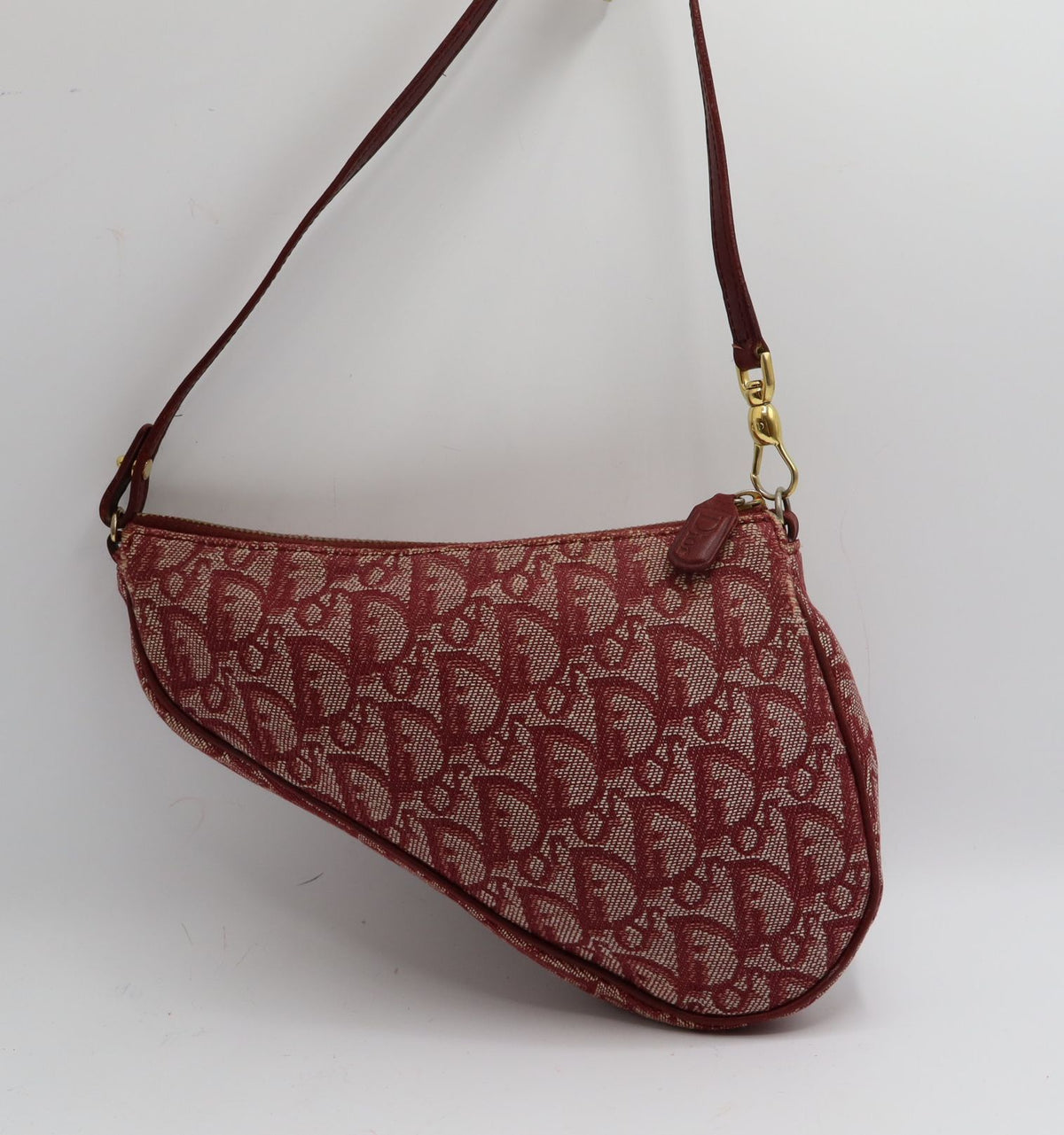 Christian Dior Burgundy Oblique Canvas Saddle Shoulder Bag