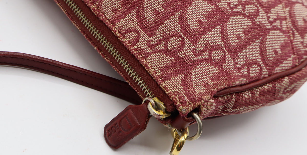 Christian Dior Burgundy Oblique Canvas Saddle Shoulder Bag