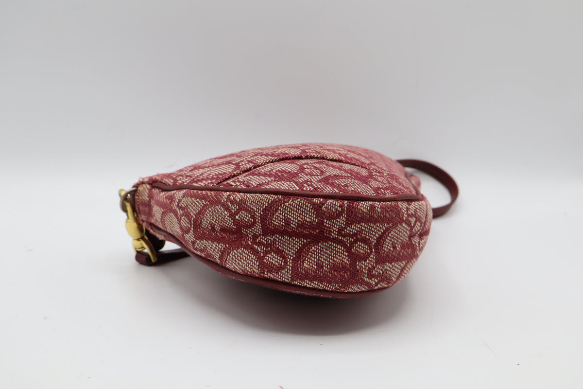 Christian Dior Burgundy Oblique Canvas Saddle Shoulder Bag
