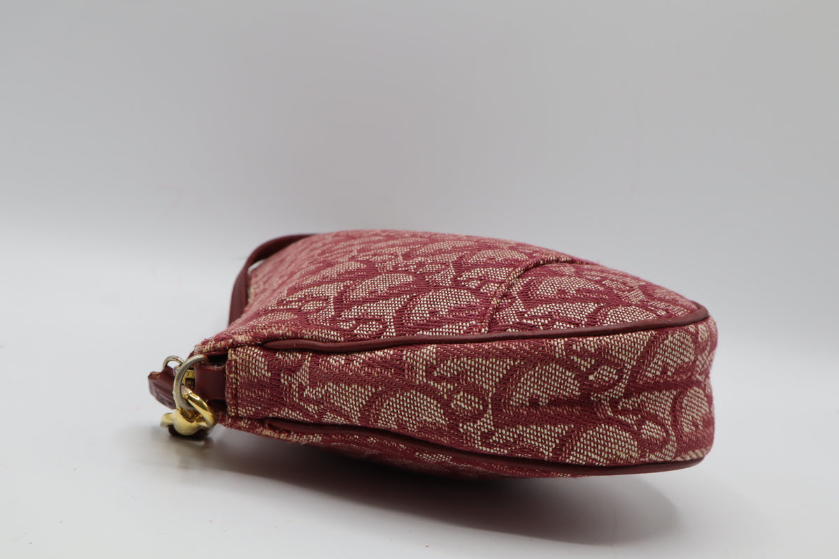 Christian Dior Burgundy Oblique Canvas Saddle Shoulder Bag