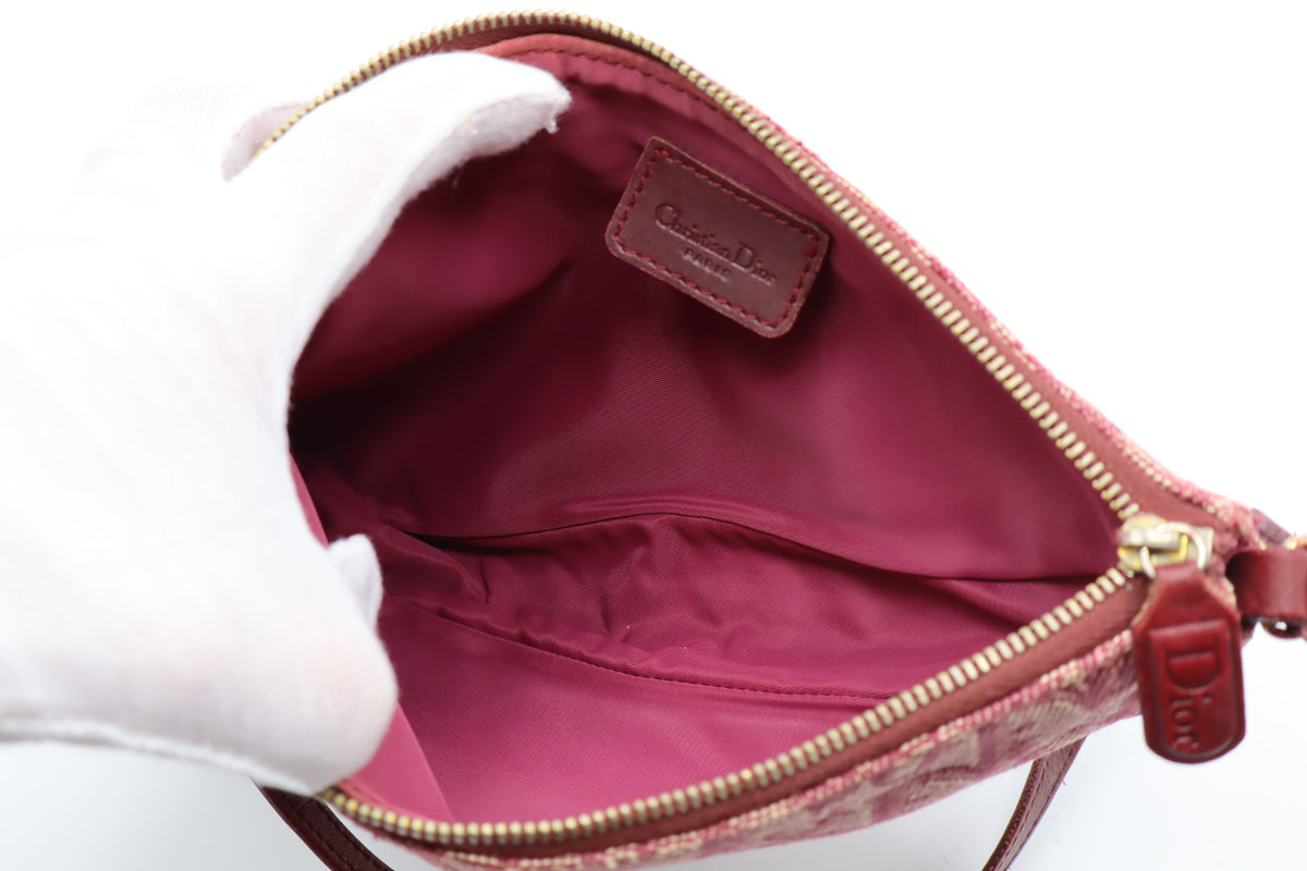 Christian Dior Burgundy Oblique Canvas Saddle Shoulder Bag