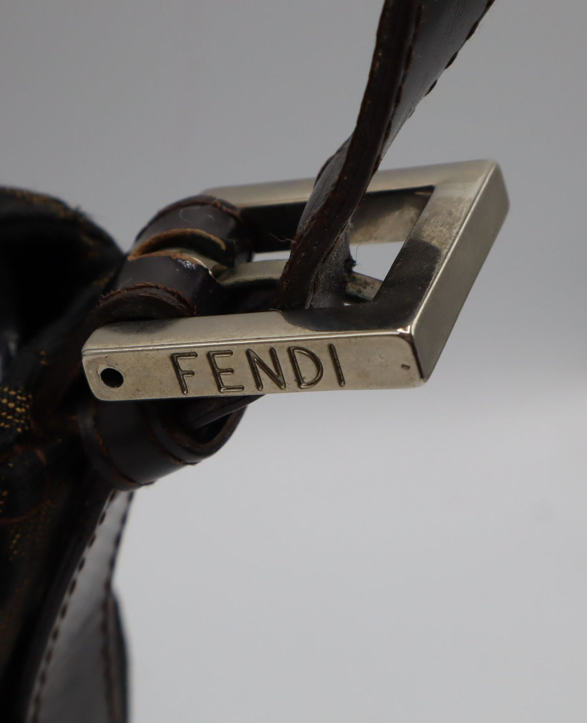 Fendi Brown Zucca Monogram Canvas Double Flap Baguette Bag