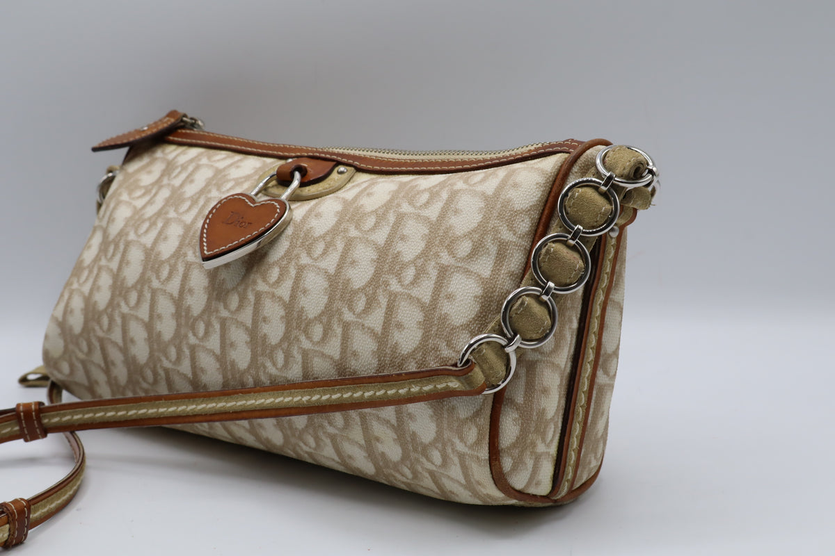 Christian Dior Beige Trotter Romantique Canvas Crossbody Shoulder Bag