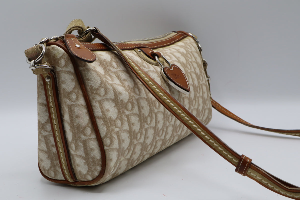Christian Dior Beige Trotter Romantique Canvas Crossbody Shoulder Bag