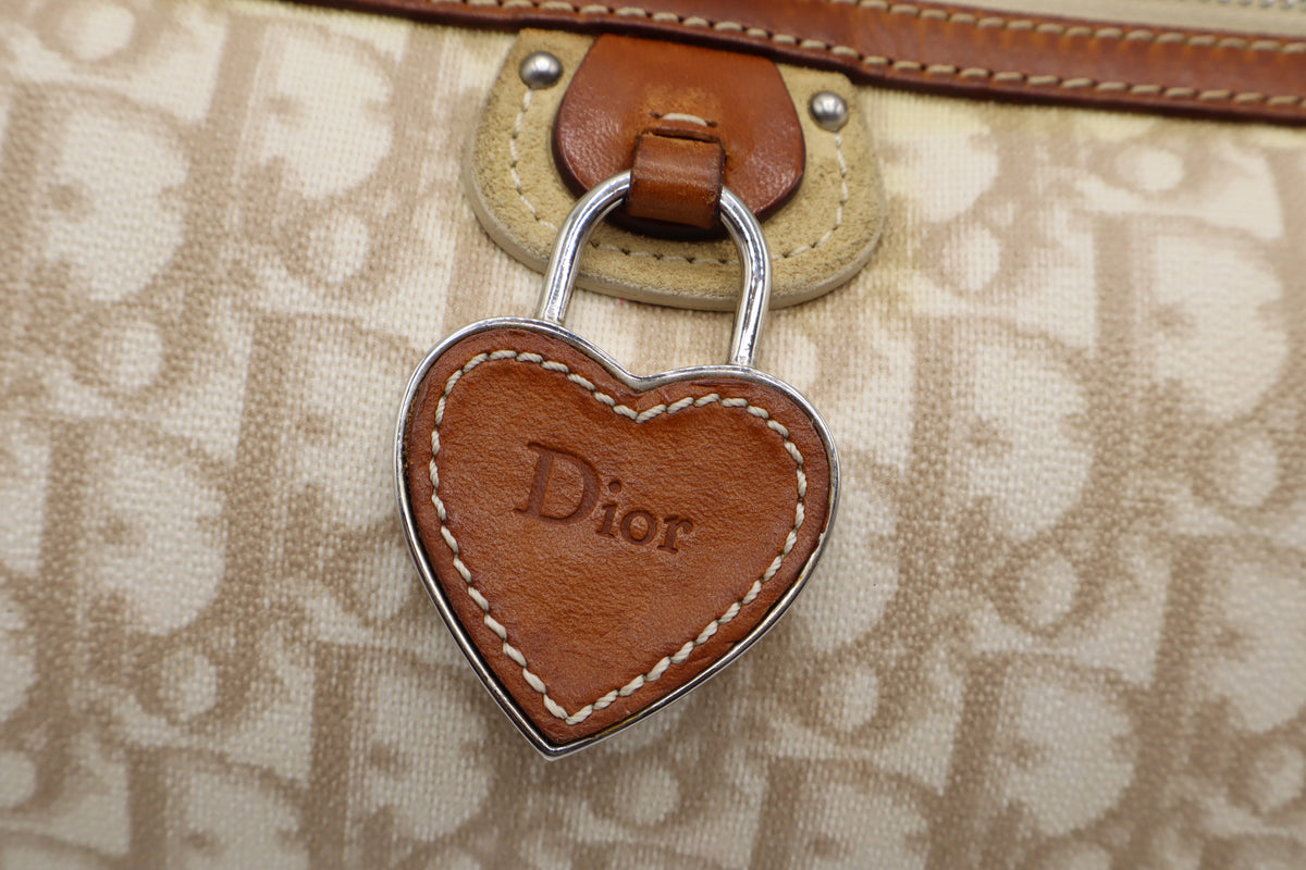 Christian Dior Beige Trotter Romantique Canvas Crossbody Shoulder Bag