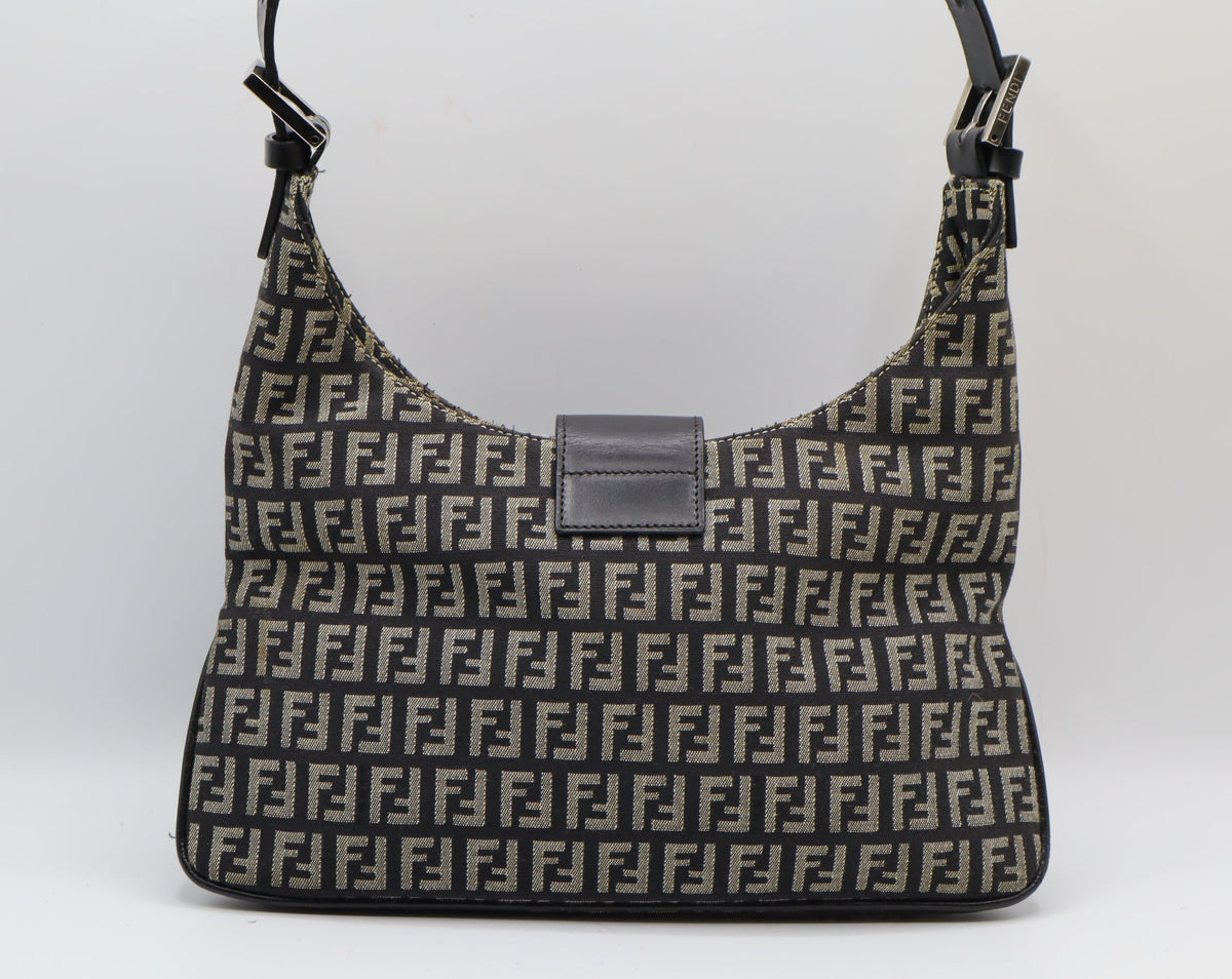 Fendi Brown Zucchino Zucca Double Compartment Baguette Bag