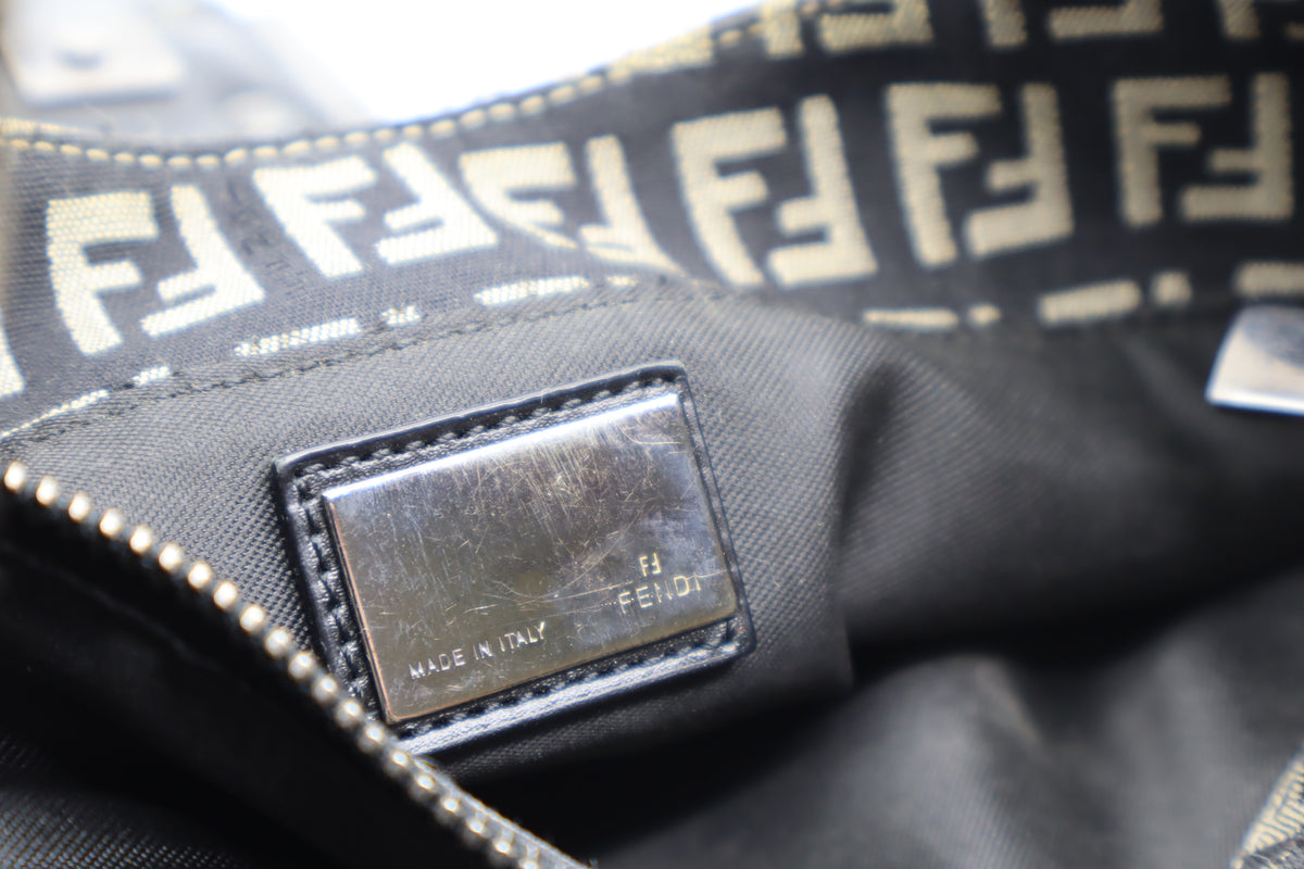 Fendi Brown Zucchino Zucca Double Compartment Baguette Bag