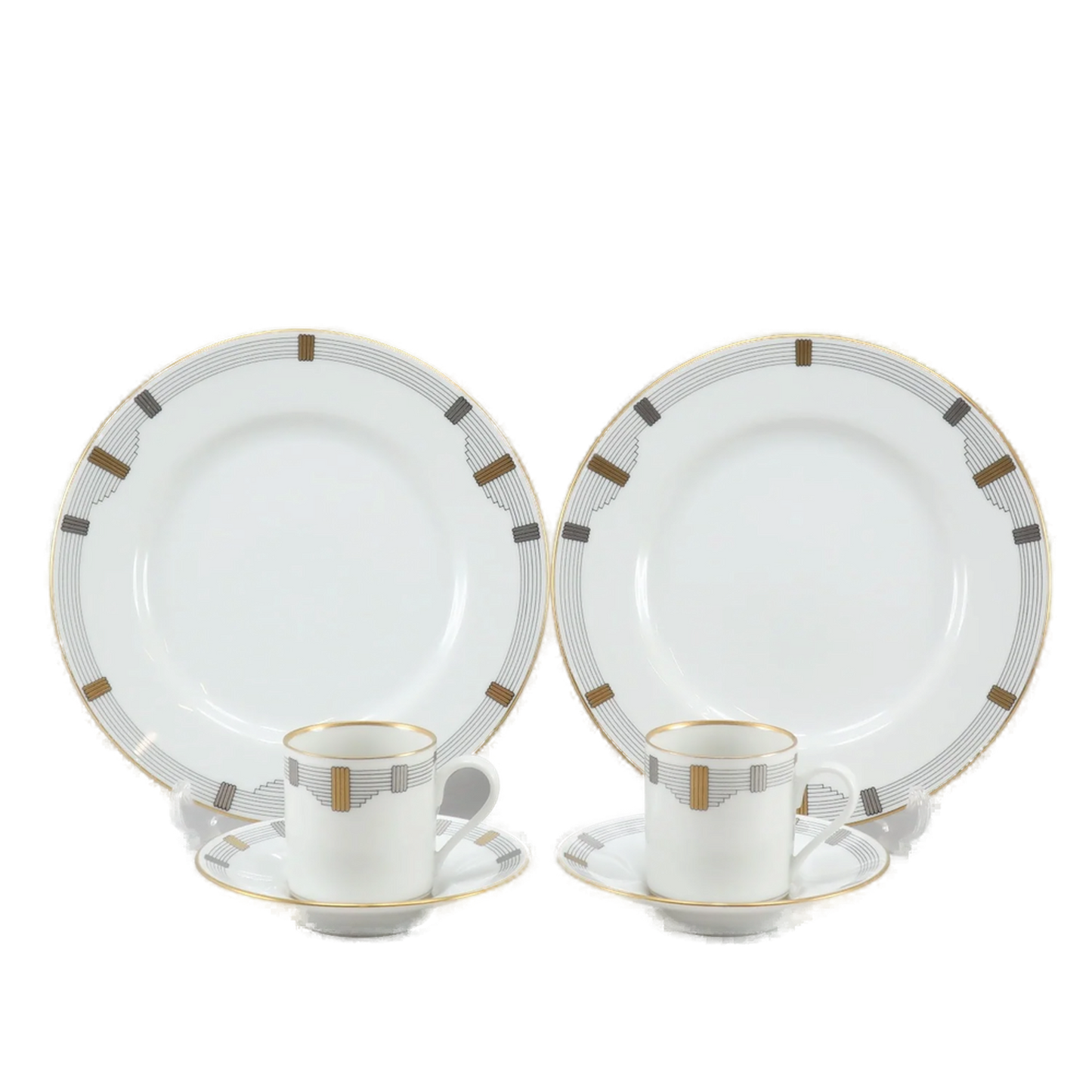 Christian Dior Godron Demitasse Cup Saucer and Plate Porcelain Set front 