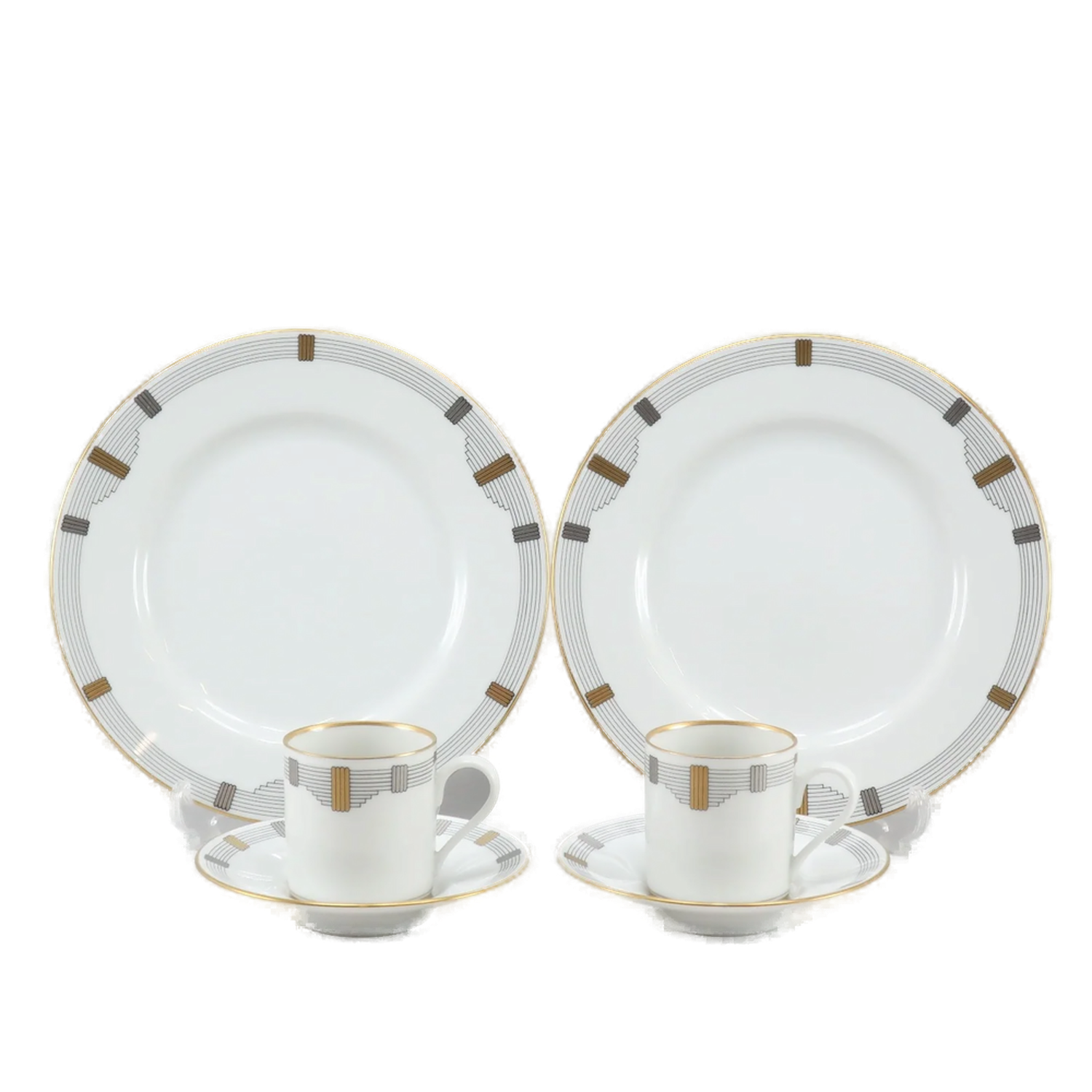 Christian Dior Godron Demitasse Cup Saucer and Plate Porcelain Set front 