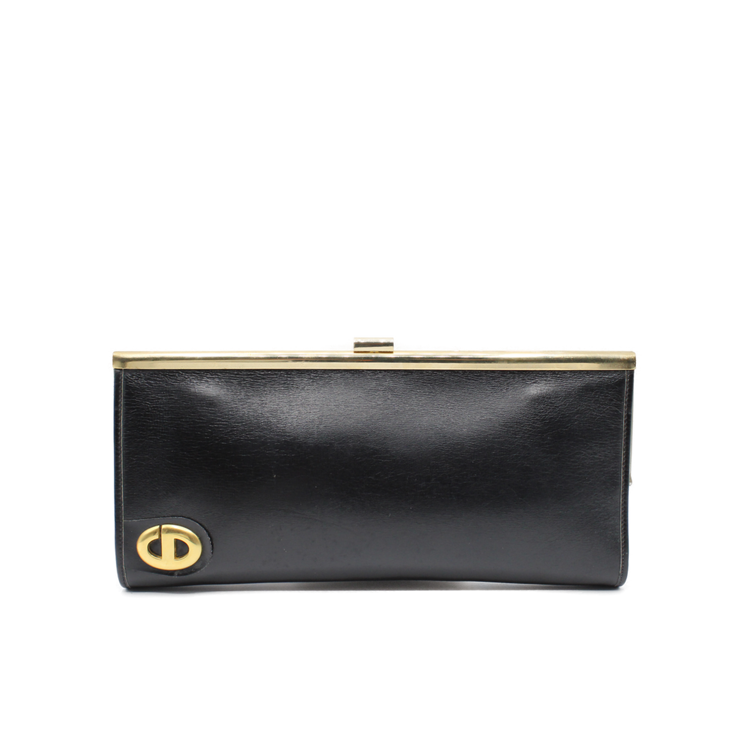 Christian Dior Black Leather Frame Clutch