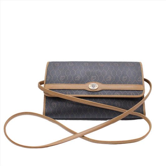 Christian Dior Brown Honeycomb Canvas Crossbody Bag  