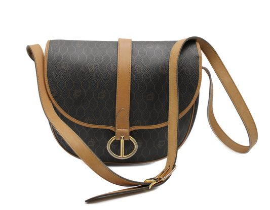 Christian Dior Flap Bag Honeycomb Crossbody Brown Vintage front view