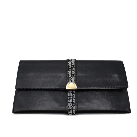 Christian Dior Leather Wallet Dark Blue Trotter Pattern