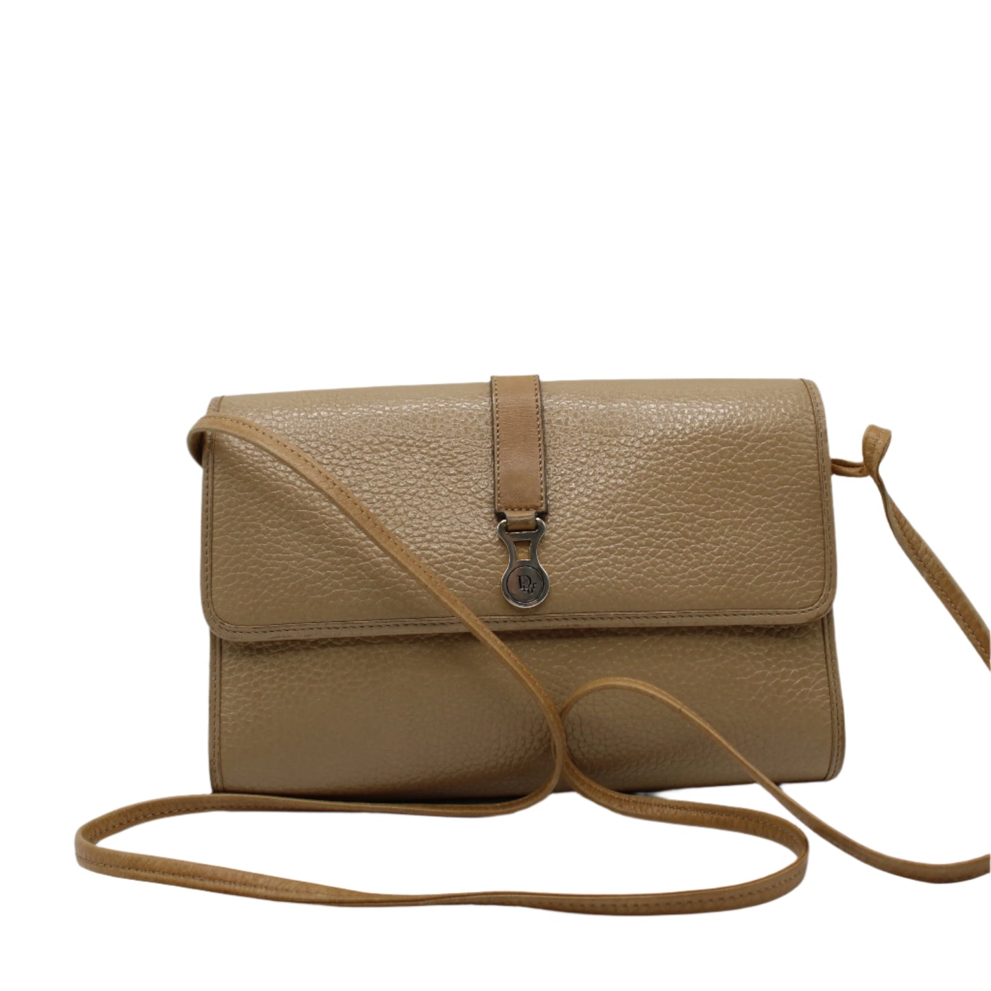 Christian Dior Beige Leather Flap Crossbody Shoulder Bag