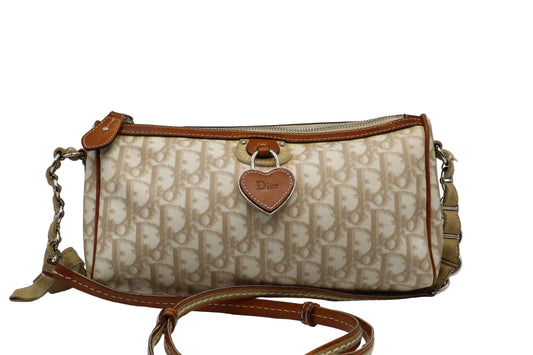 Christian Dior Beige Trotter Romantique Canvas Crossbody Shoulder Bag
