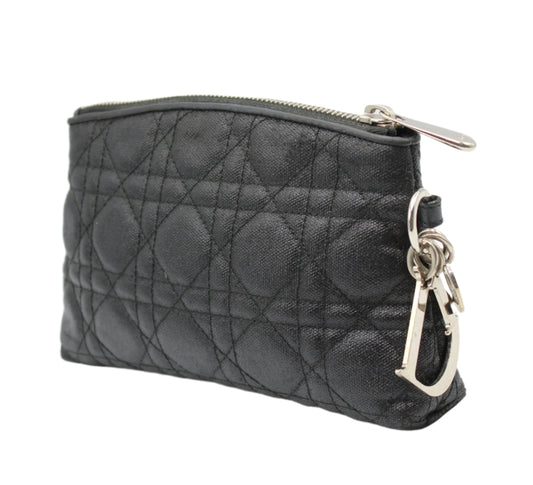 Christian Dior Black Cloth Cannage Lady Dior Pouch Clutch