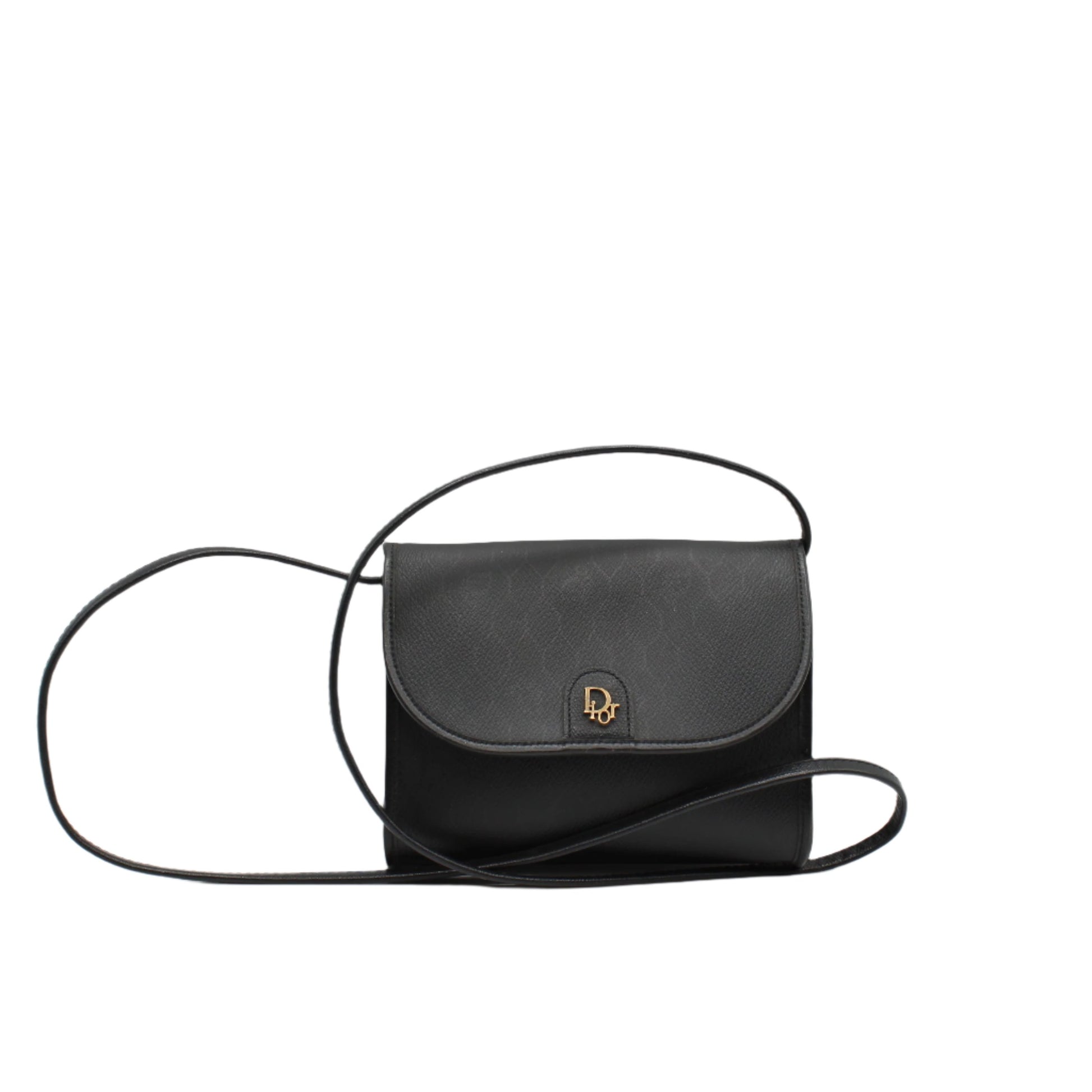 Christian Dior Black Honeycomb Leather Crossbody Bag