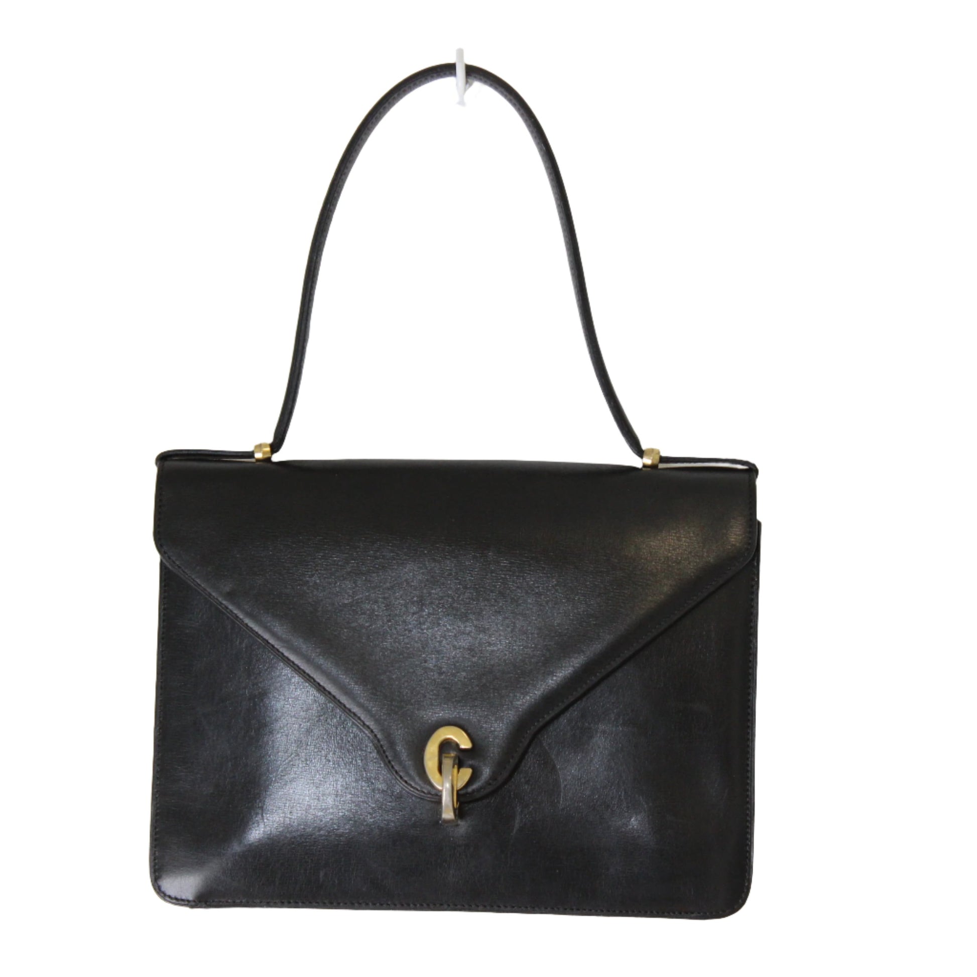 Christian Dior Black Leather Handle Bag 3D CD Logo Lock