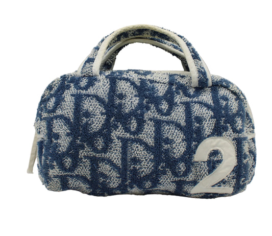 Christian Dior Blue Terry Cloth Number 2 Hand Bag