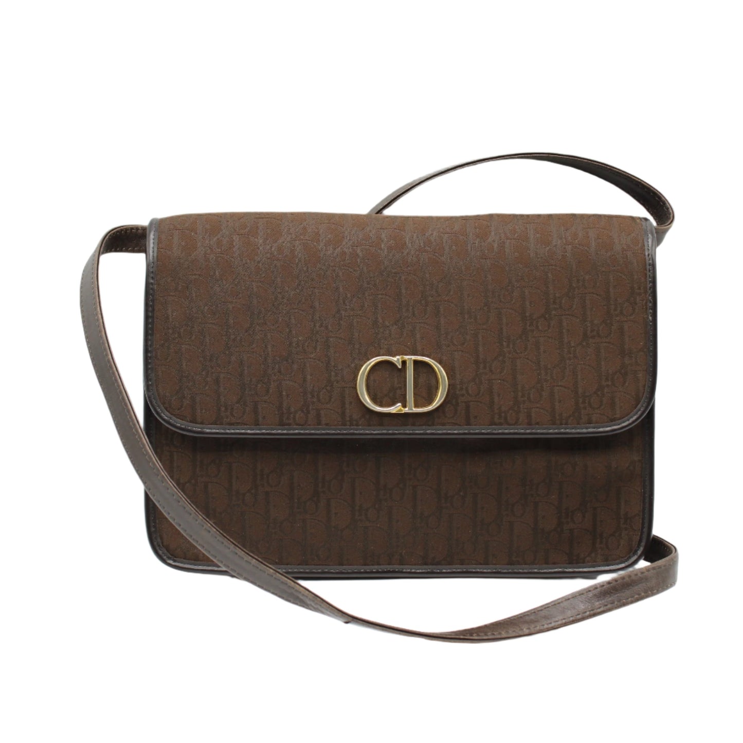 Christian Dior Brown Trotter Canvas Leather Crossbody Bag