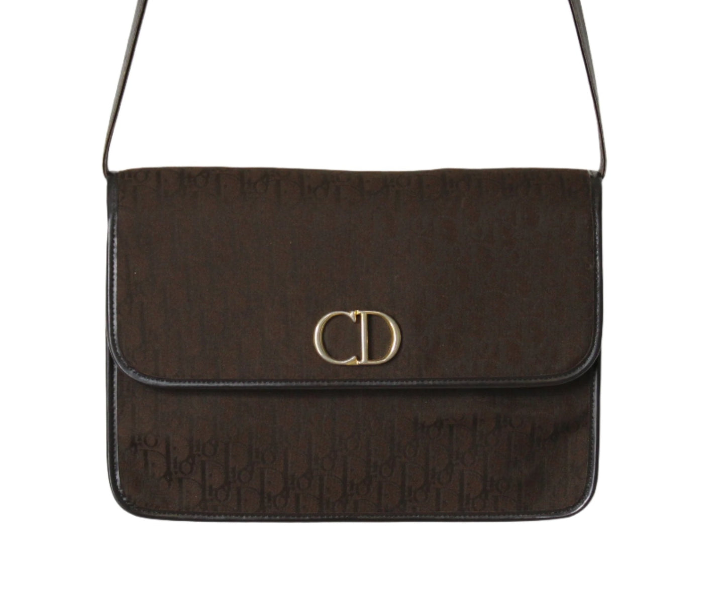 Christian Dior Brown Trotter Canvas Leather Crossbody Bag front