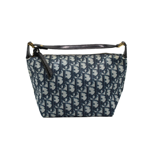 Christian Dior Navy Trotter Canvas Leather Handle Handbag