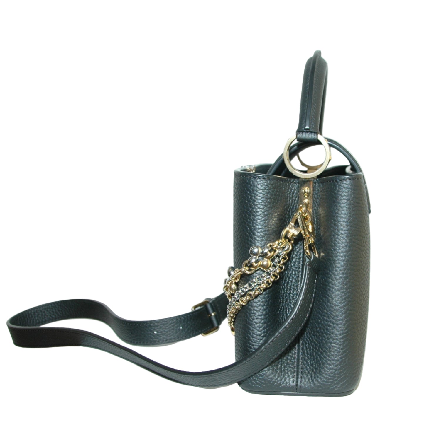 Louis Vuitton Black Taurillon Leather Capucines MM Chain On You Bag
